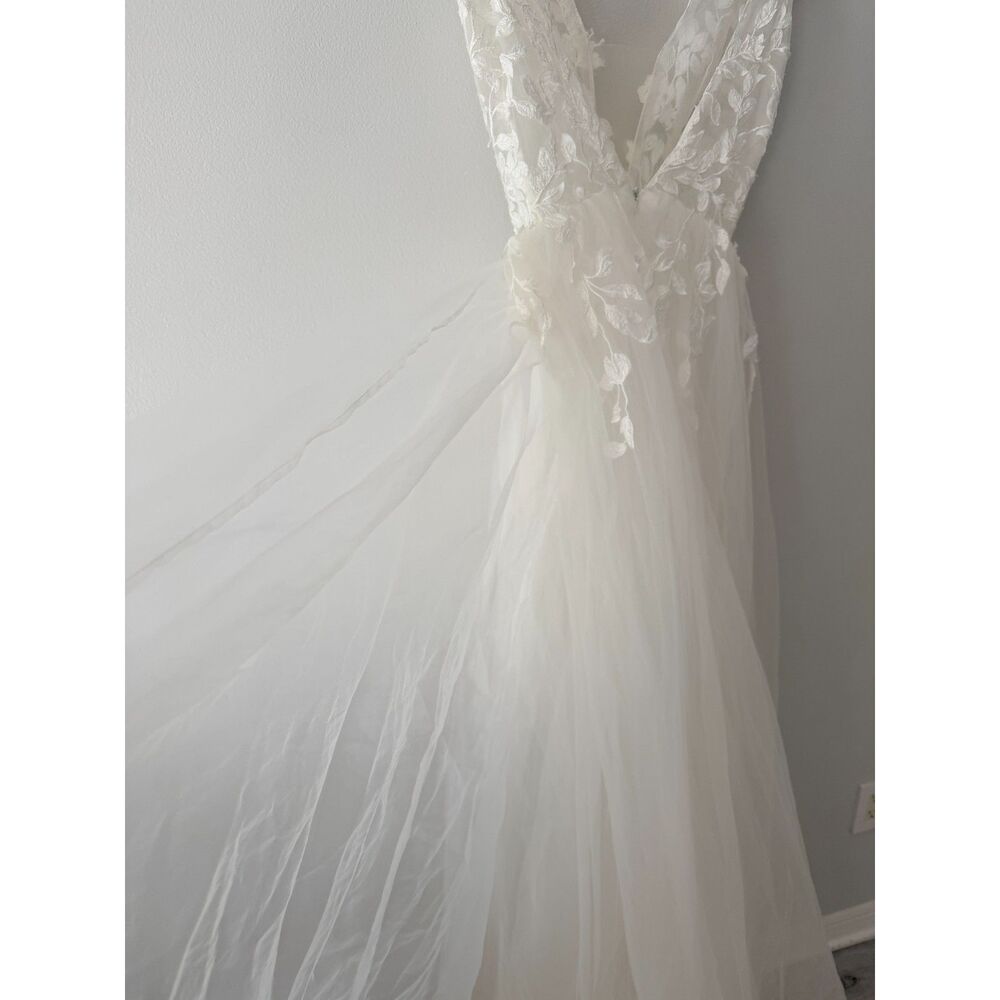 Boho A Line Floral Wedding Dress XS - Picture 2 of 7